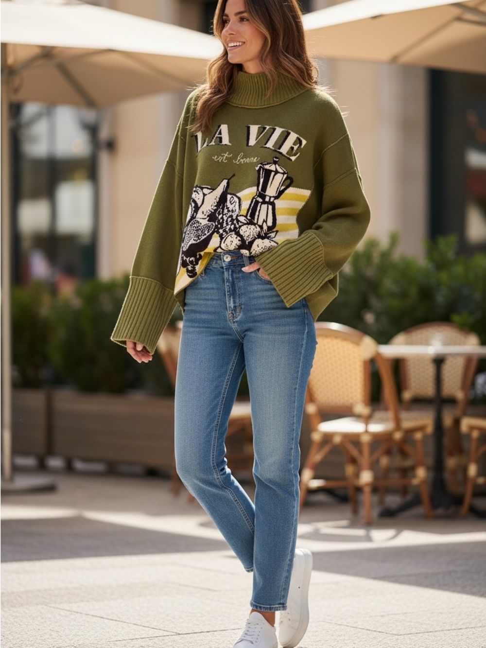Maeve Anthropologie NWT La Vie Est Bonne Mock Neck Sweater Olive Green Medium